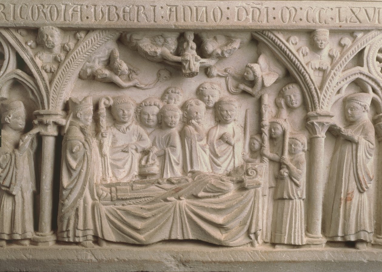 Biskop Radulphes grav (d. 1266), detalj från sarkofagen som visar en procession och tar Radulphes själ till himlen (se även 171276) av French School