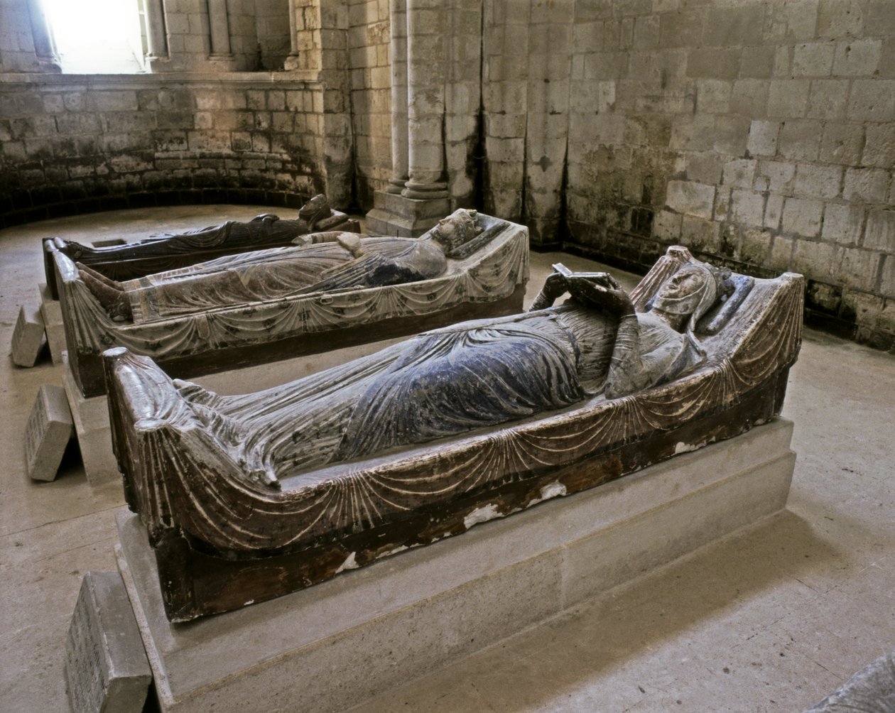 Gravar av Eleonora av Akvitanien (förgrunden) (1122-1204) drottning av H... av French School