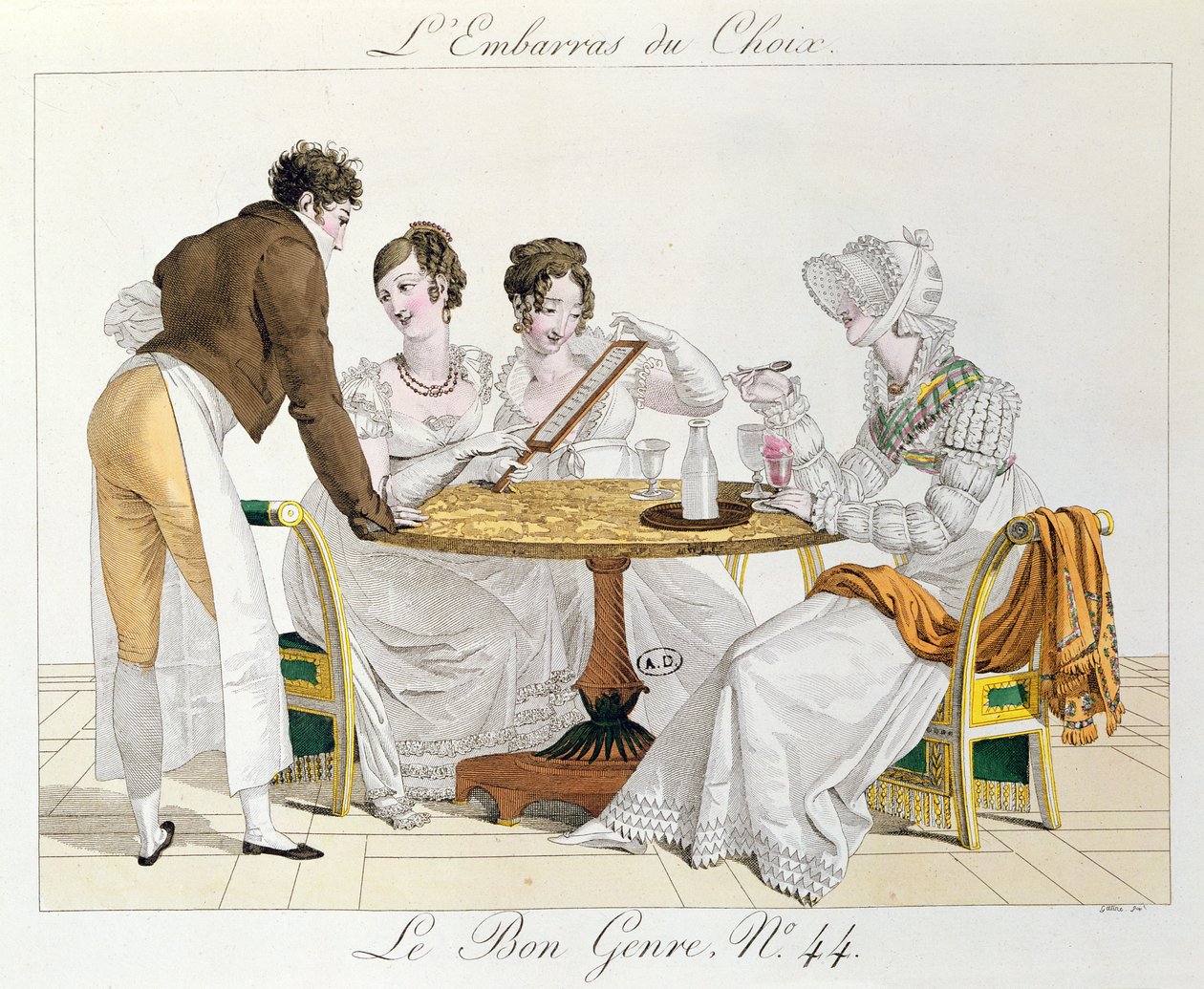 Too Much Choice, tallrik 44 från Le Bon Genre, 1827 av French School