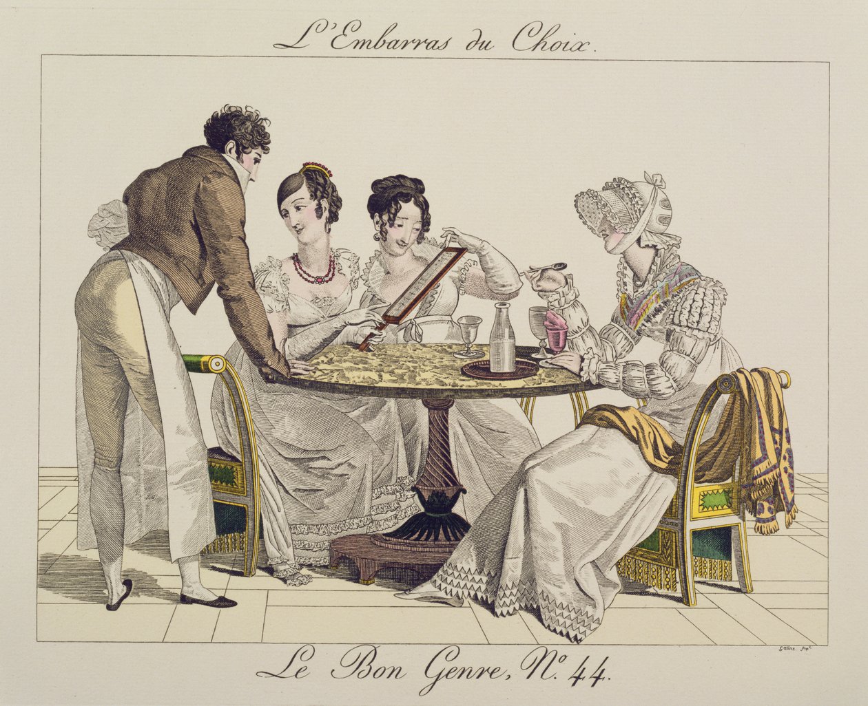 Too Much Choice, tallrik 44 från Le Bon Genre, 1827 av French School