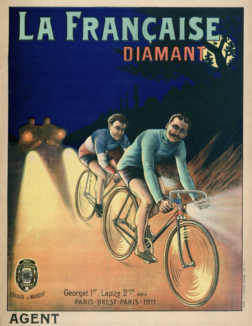 Cykelaffisch från Tour de France från 1911 av French School