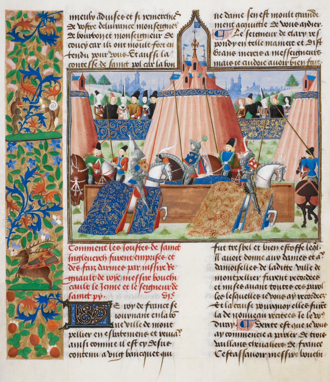 Tournament, från Froissarts Chronicle, Vol. IV, sent 1400-tal (vellum) av French School