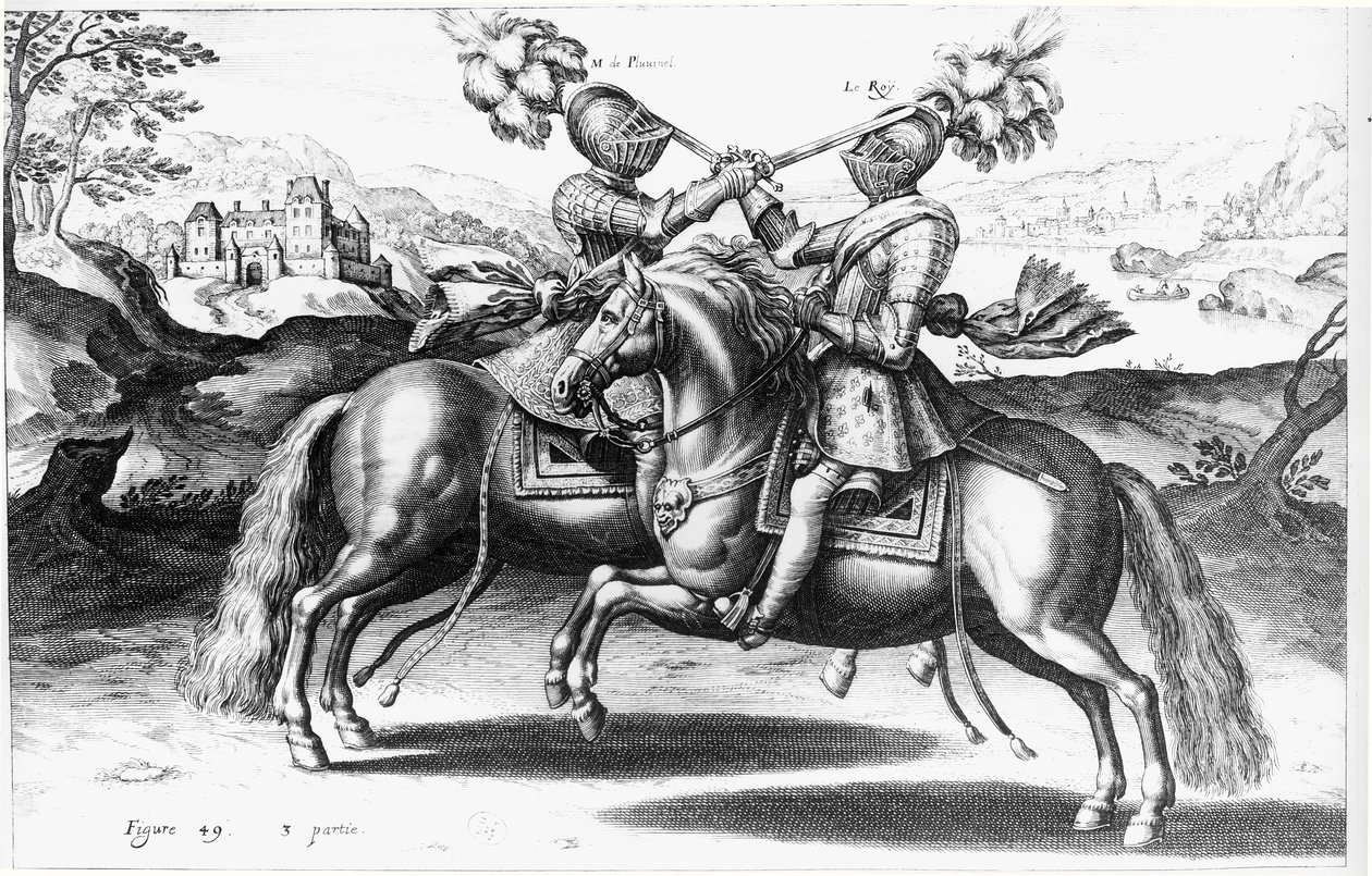 Turneringsscen mellan Henri IV (1553-1610) och Antoine de Pluvinel (1555-1620) av French School