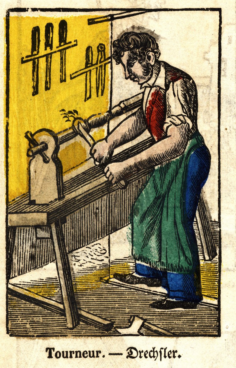 Tourneur - Serie om hantverk. Bild av Epinal från 1800-talet av French School