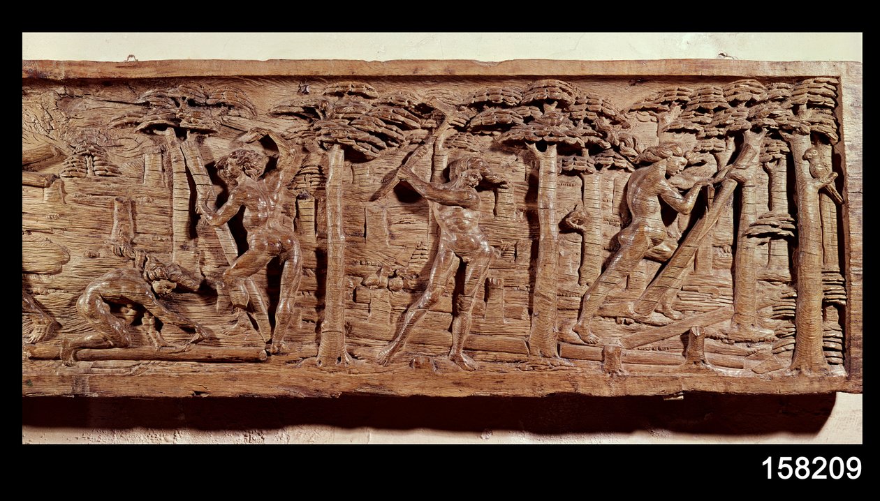 Handel med trä från Brasilien, ca 1550 (trä) av French School