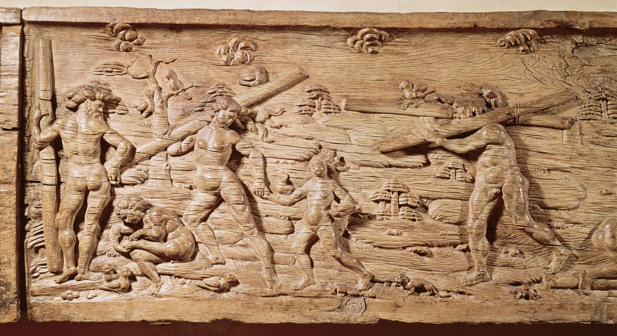 Handel med trä från Brasilien, ca 1550 (trä) av French School