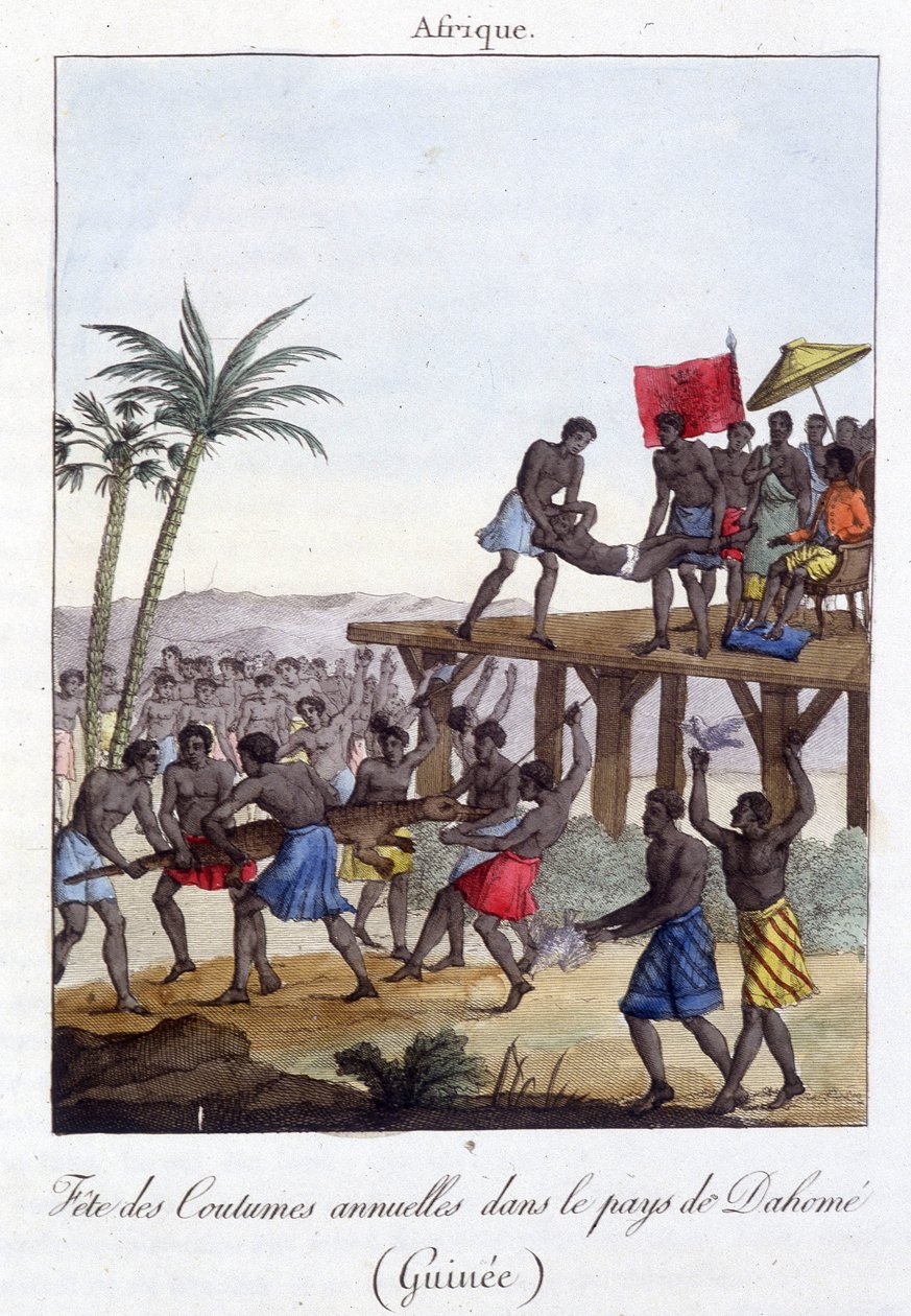 Traditionell festival i Guinea - gravyr av French School