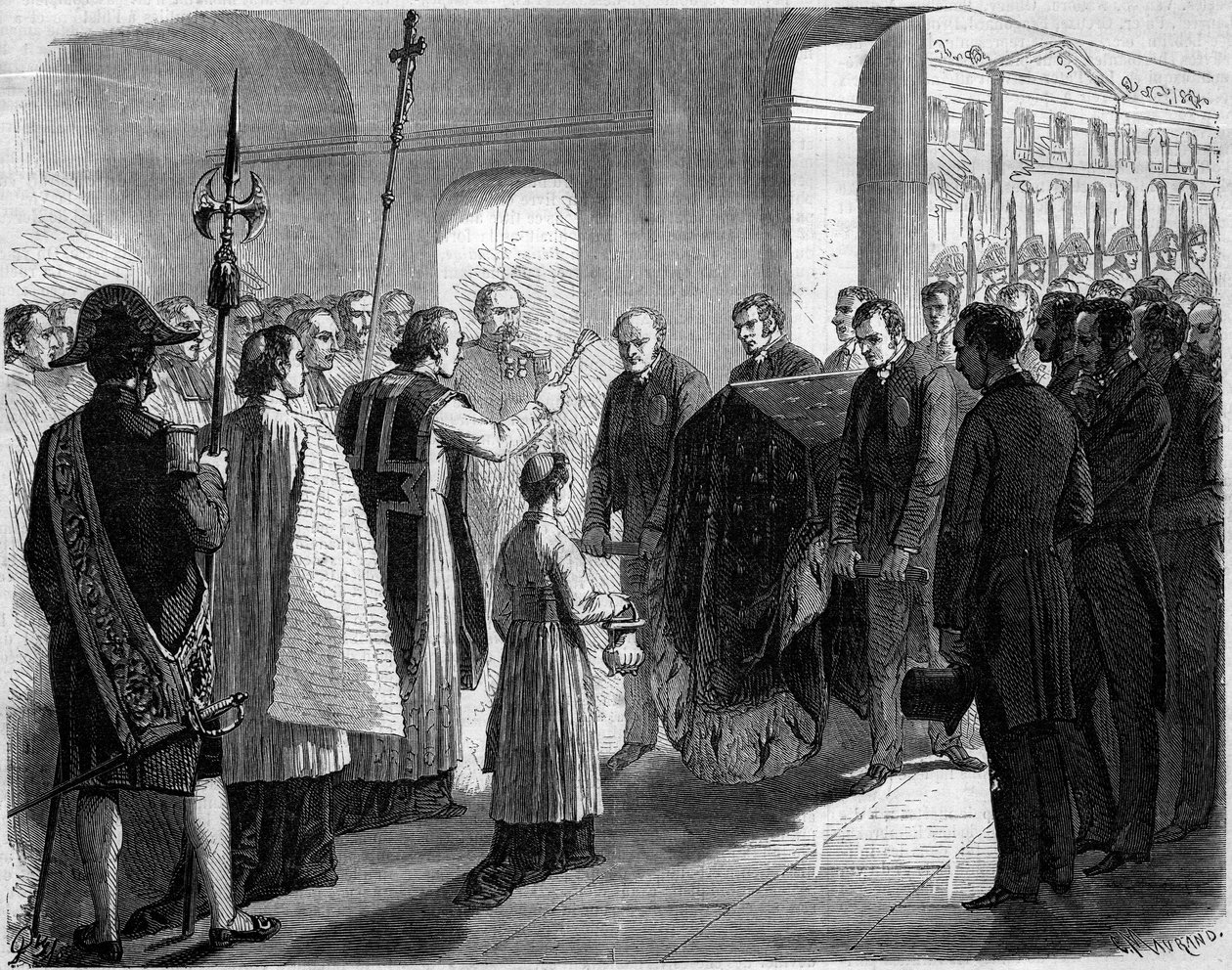 Överföring av askan efter Joseph Bonaparte (1768-1844), kung av Neapel då av Spanien och bror till Napoleon I, till Invalides-kyrkan, Paris av French School