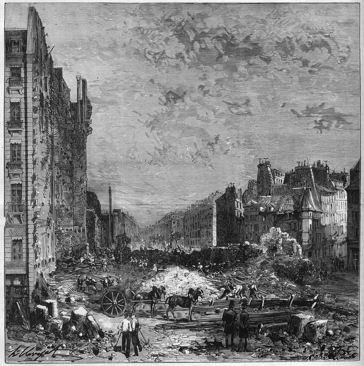 Förvandling av Paris under det andra imperiet: verk av Haussmann-boulevarderna. Invigning av den nya delen mellan rue Hautefeuille och rue de l