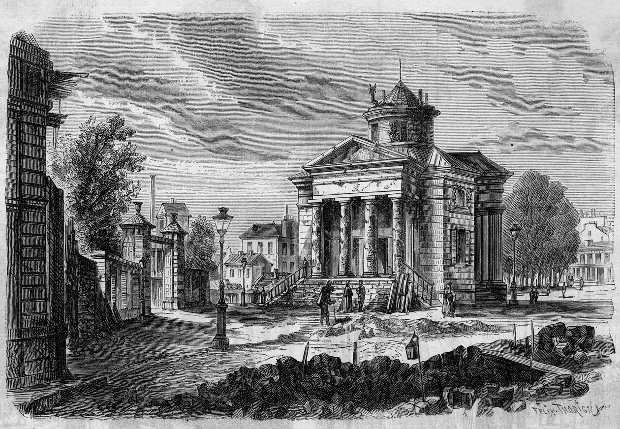 Förvandlingar av Paris under andra imperiet, Haussmanniska Paris: utsikt över Barriere du Combat och arbetet med att förlänga rue Magnan, 1868. Gravyr i ""Le Monde Illustre"" nr 598 den 26 september 1868. av French School