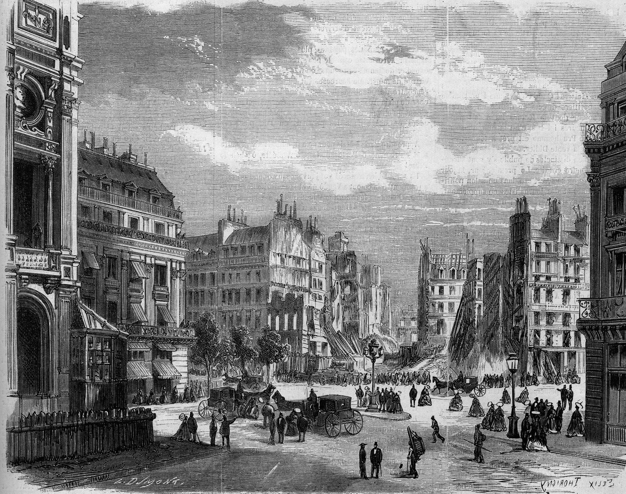 Förvandlingar av Paris under andra imperiet, Haussmanniska Paris: utsikt över hörnet av rue de la Paix, öppnad för öppnandet av rue de l