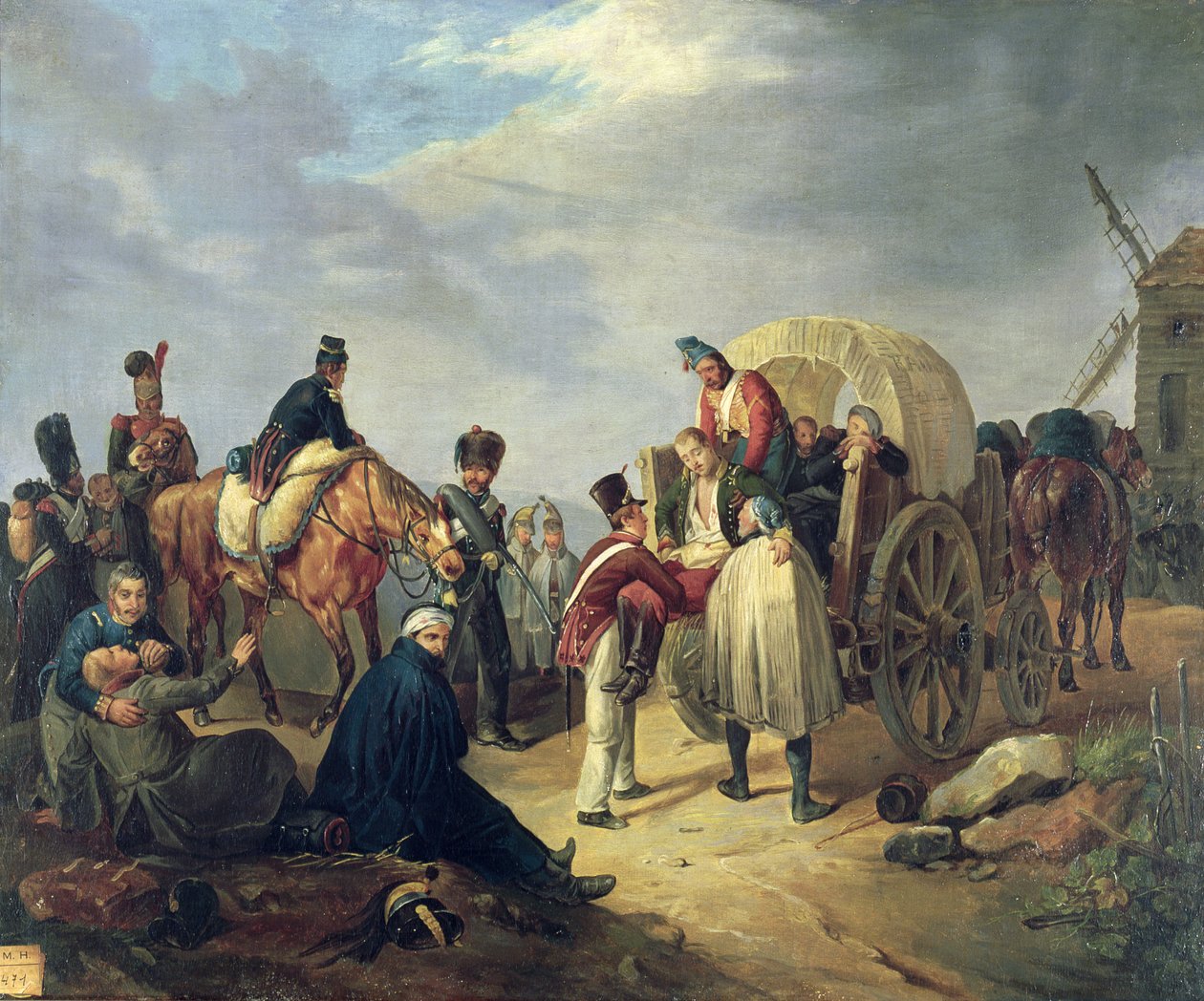 Transport av skadade soldater under Napoleonkrigen av French School