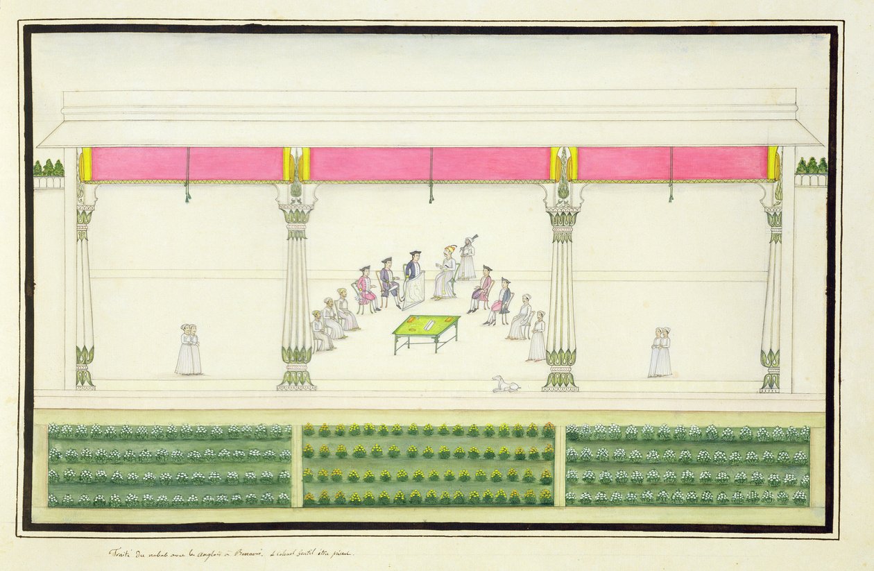 Nawab-fördraget med britterna i Benares 1765 där Gentil var närvarande från The Gentil Album, publicerat 1774 av French School