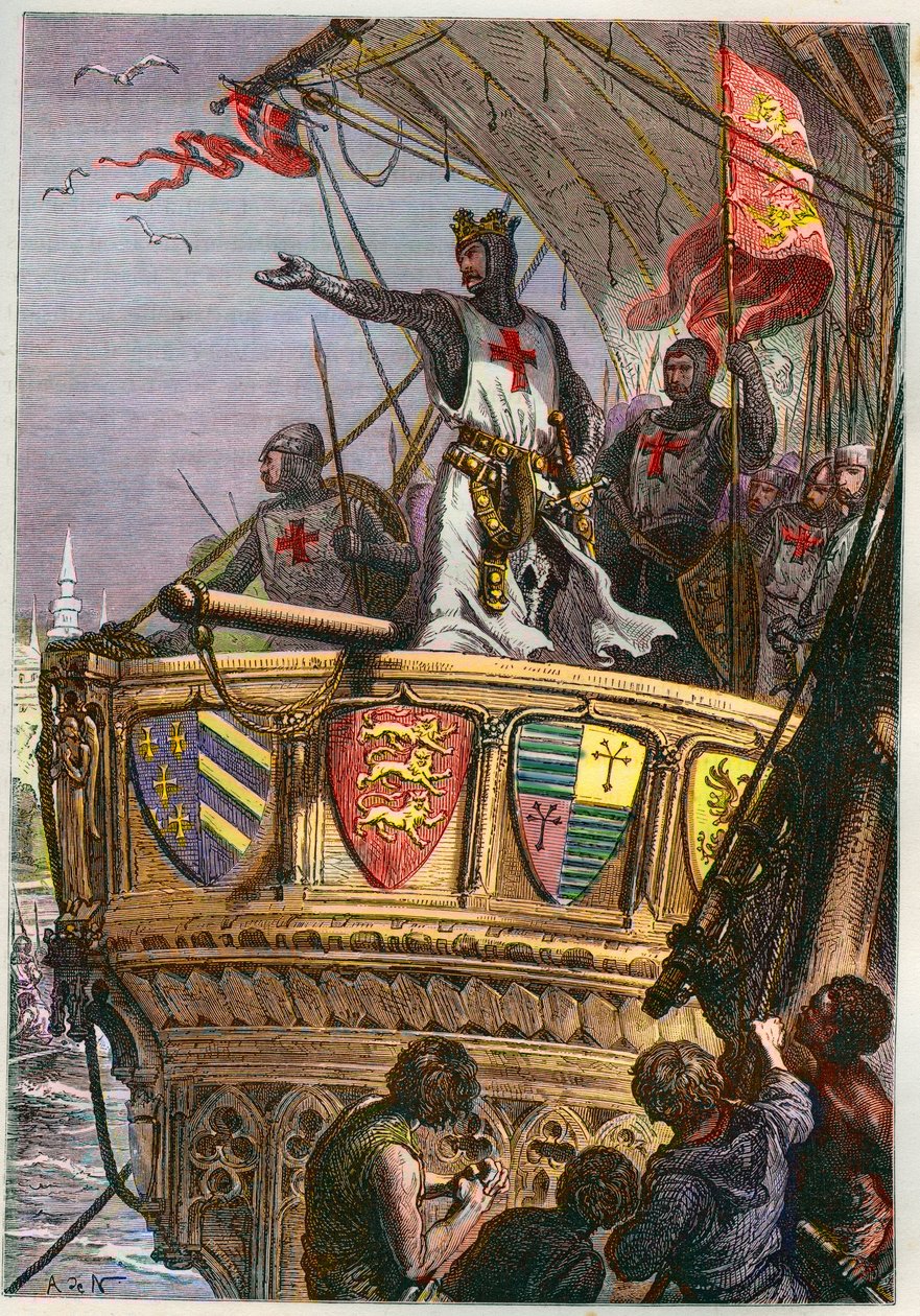 Tres Sainte Terre, jag berömmer dig till den Allsmäktiges vård - Third Crusade: Richard I Heart of Lion (1157-1199) en Crusade pour la terre Sainte av French School