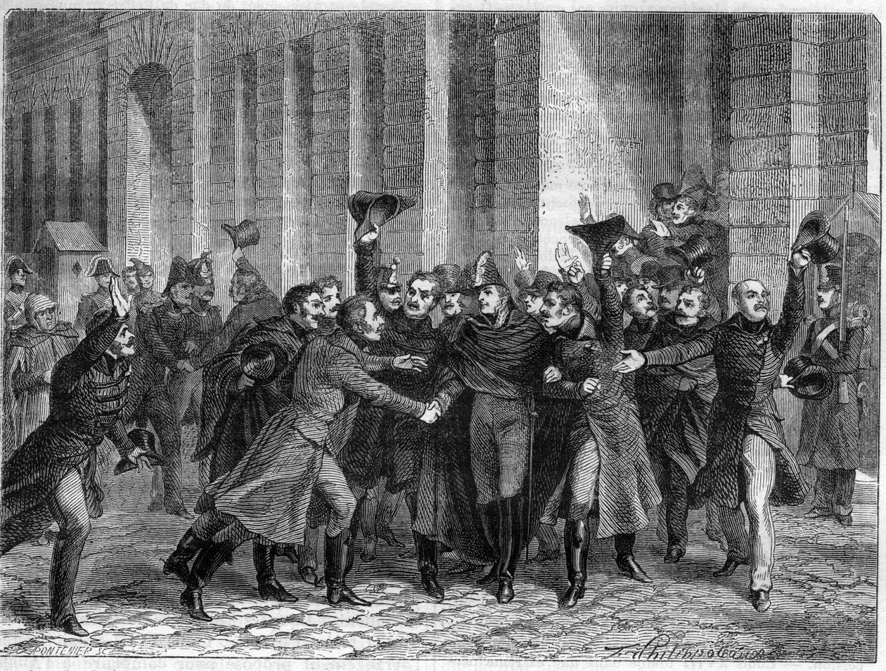 Triumffriande av Remy Joseph Isidore Exelmans, marskalk och Peer av Frankrike (1775 - 1852) den 23 januari 1815, anklagad för att ha upprätthållit korrespondens med fienden - i "Histoire de l