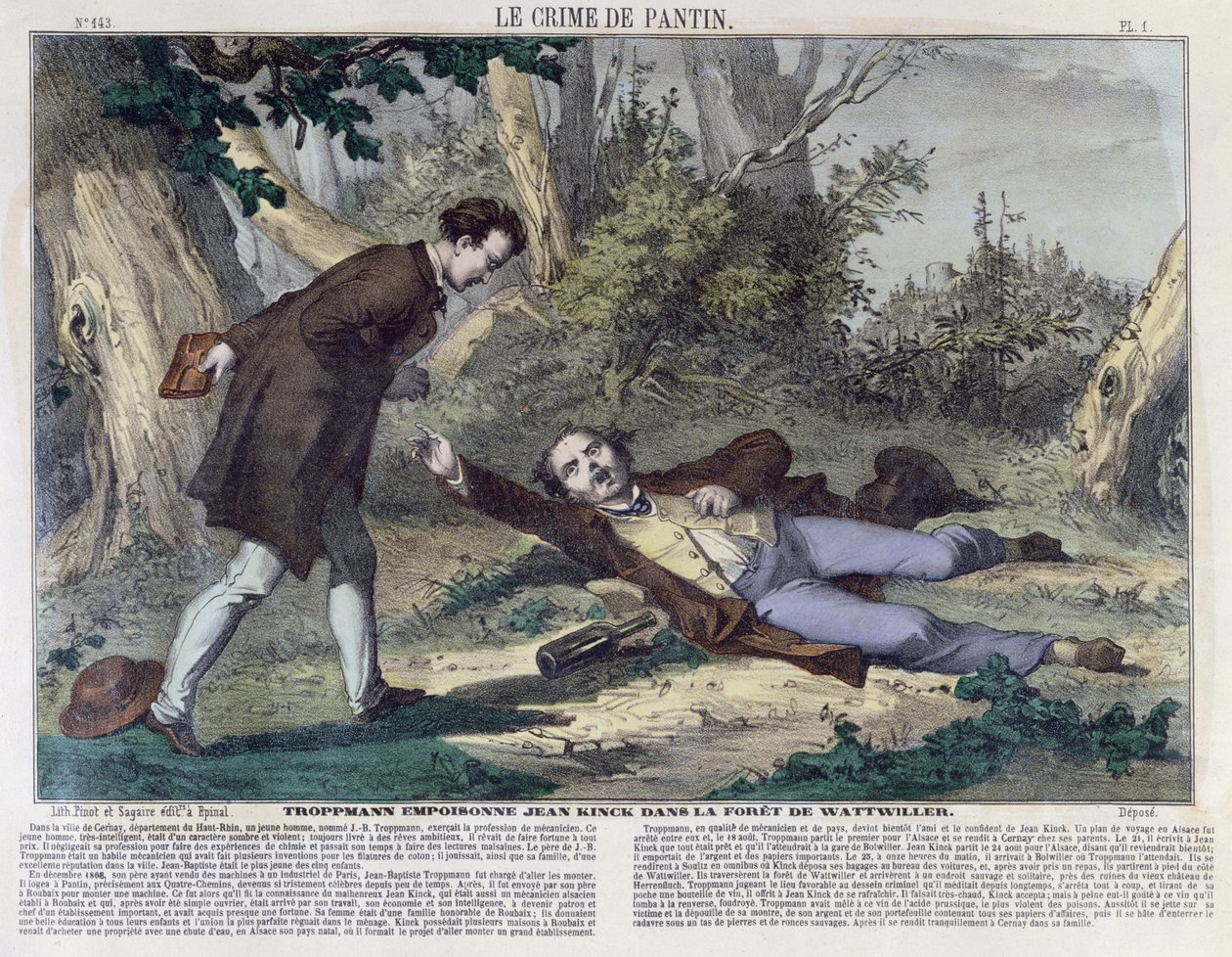 Troppmann förgiftar Jean Kinck i skogen i Wattwiller, 1869 av French School