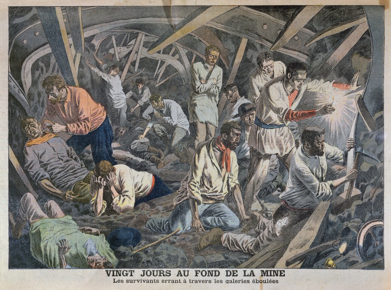 Twenty Days at the Bottom of the Mine, från Le Petit Journal, april 1906 av French School