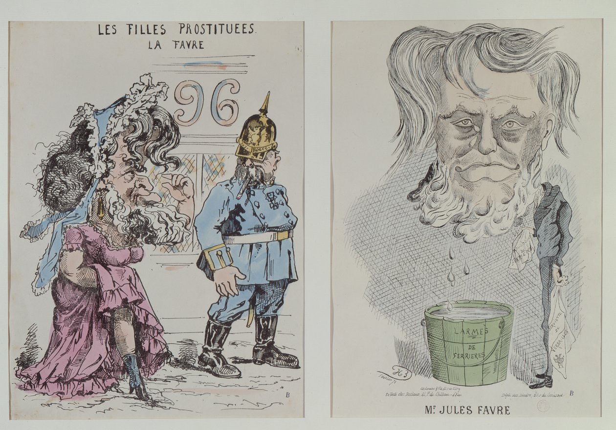 Två karikatyrer av Jules Favre (1809-80) 1870-71 av French School