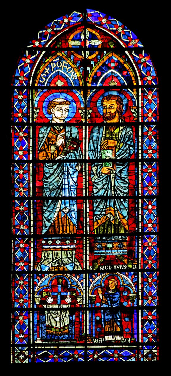 Två helgon - en är Nicaise; donatorpräst nedan (w116) av French School