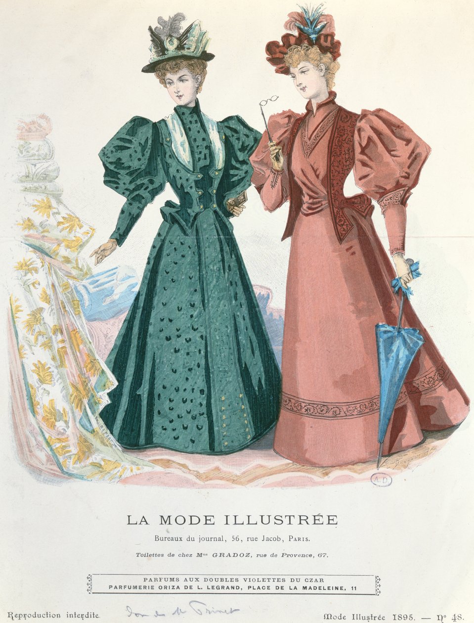 Två kvinnor, från La Mode Illustrée, 1895 av French School