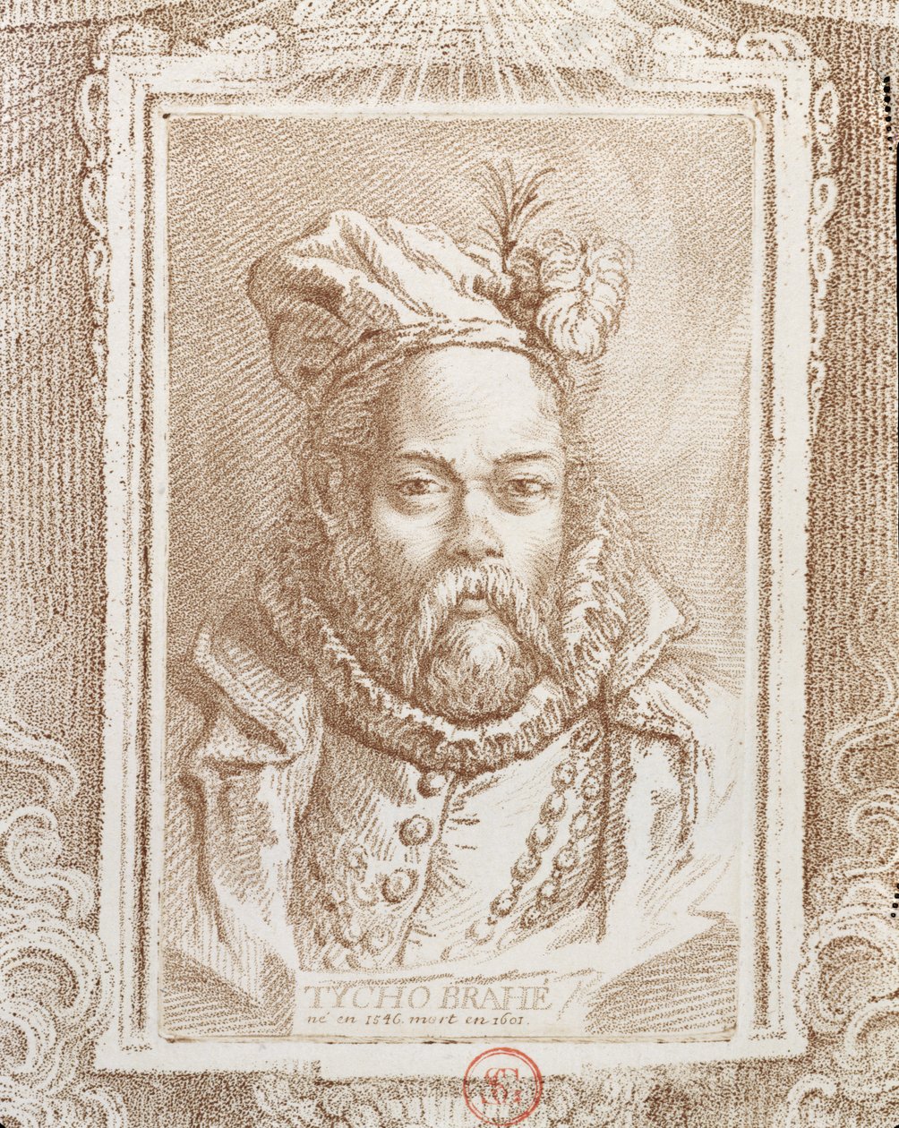 Tycho Brahe (1546-1601), illustration från Histoire des Mathematiciens av Alexandre Saverien (1720-1805), publicerad i Paris, 1766 av French School