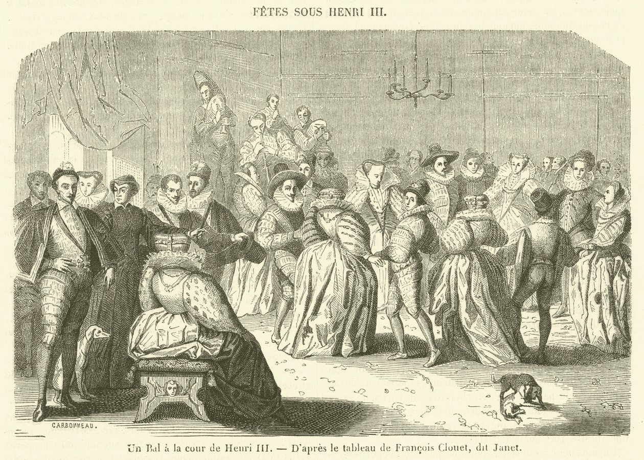 Un Bal a la cour de Henri III (gravyr) av French School