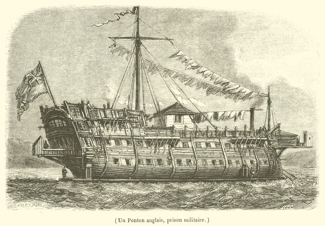 En engelsk ponton, ett militärt fängelse (gravyr) av French School