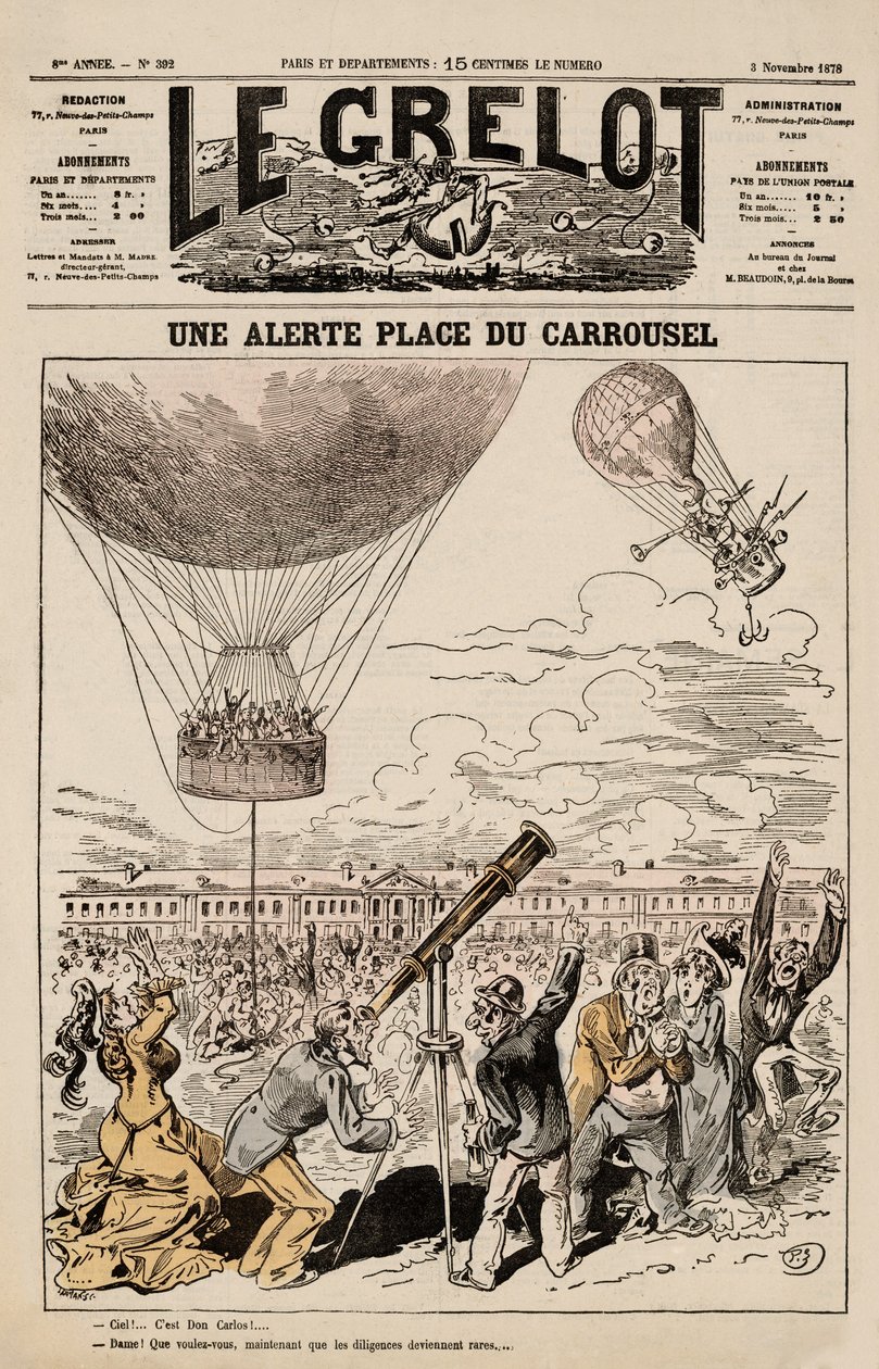 En varning, Place du Carrousel, från Le Grelot, 3 november av French School