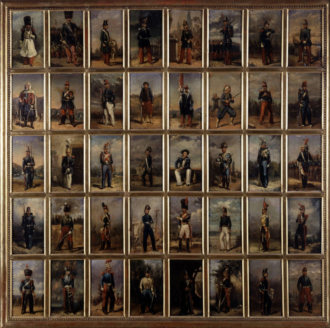 Uniform av 1:a och 2:a imperiet, Målning på trä, sent 1800-tal. av French School