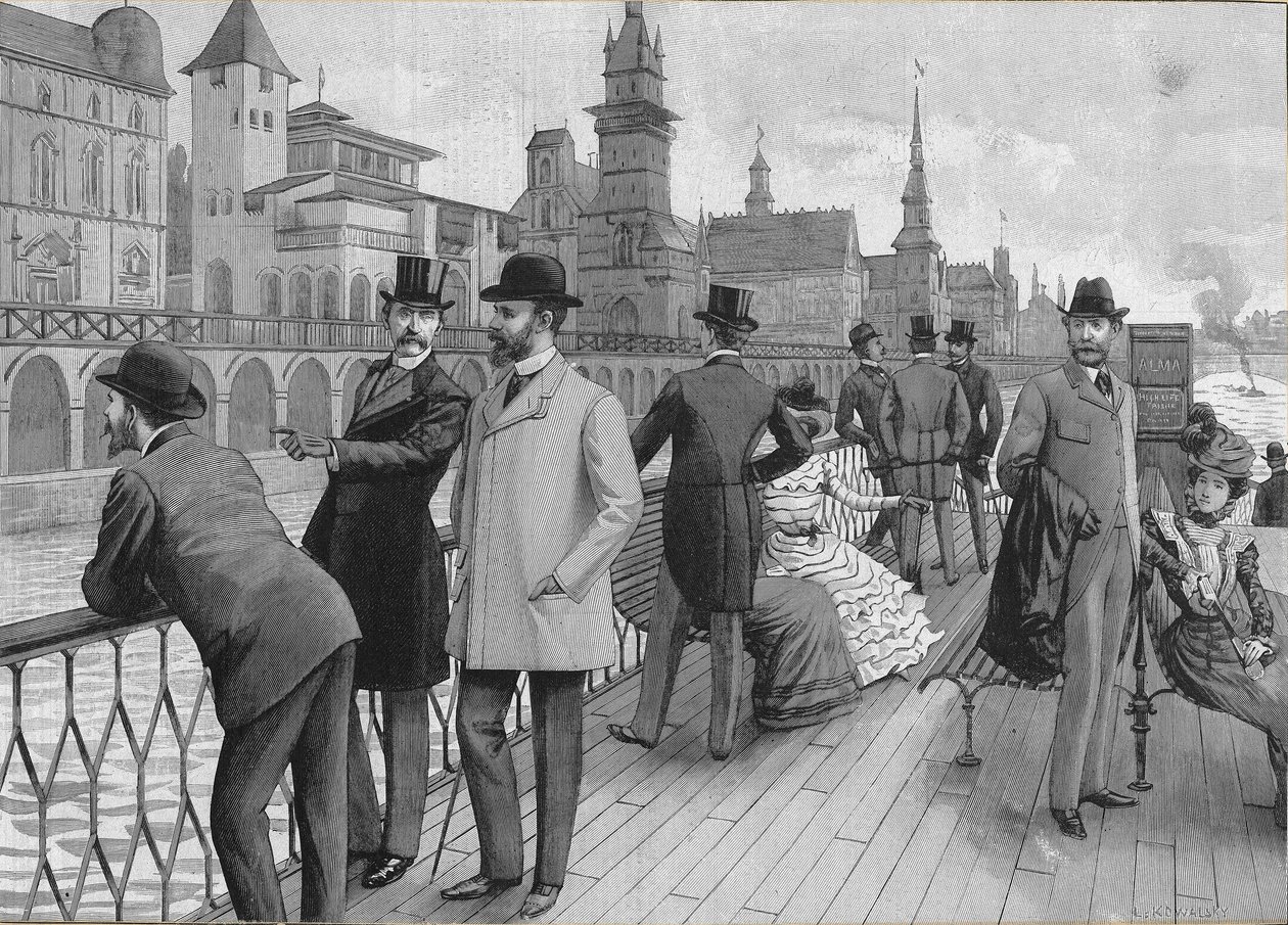 Universell utställning 1900 i Paris: nationernas gata. av French School