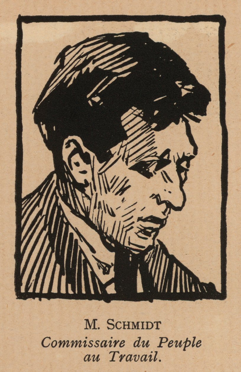 Vasily Schmidt, rysk bolsjevikisk revolutionär politiker och folkkommissarie för arbete (litografi) av French School