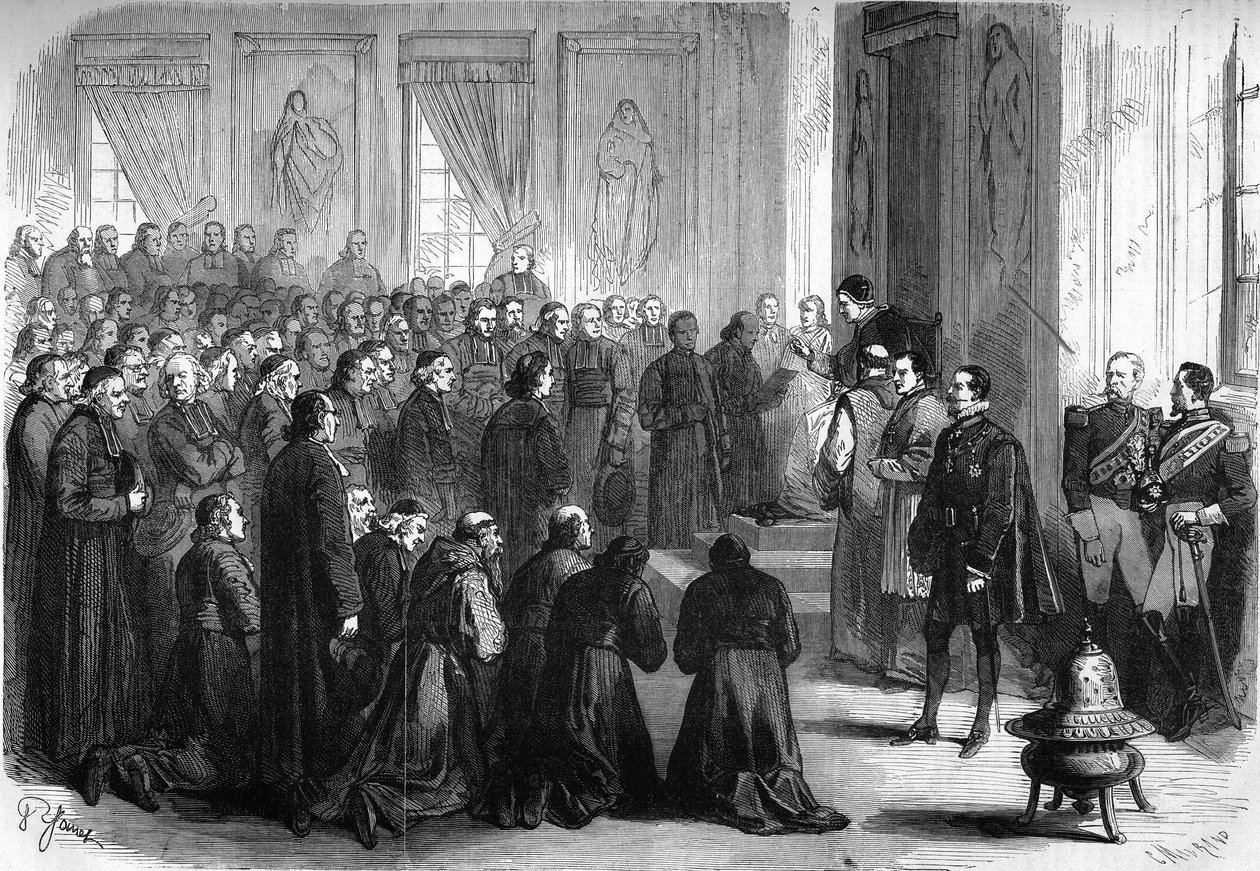 Vatikankonciliet I (1869-1870): Påven Pius IX (1792-1878) tog emot i allmän audiens den franska kyrkligheten som följde eveques av French School