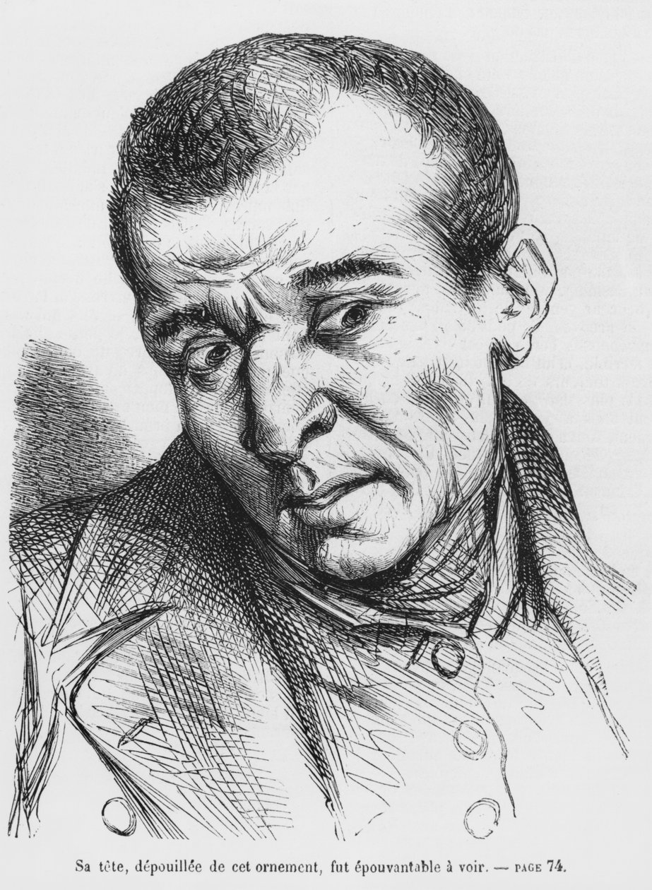 Vautrin arresterad och identifierad, illustration från Splendeurs et Miseres des Courtisanes av Honore de Balzac, publicerad 1867 av French School