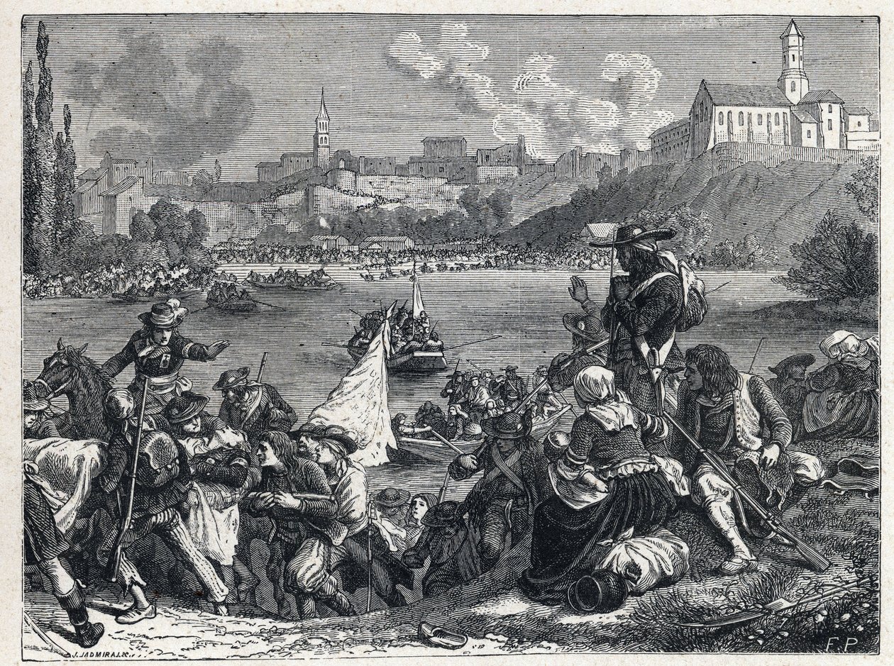 Vendeekriget (1793-1796): Vendéerna, besegrade i slaget vid Cholet, återvände till Loire den 18 oktober av French School