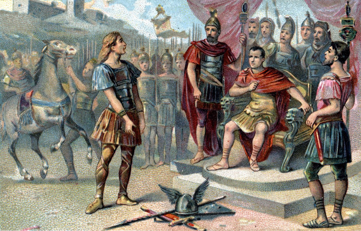 Vercingétorix, gallisk ledare, gick till Julius Caesar år 52 f.Kr. av French School