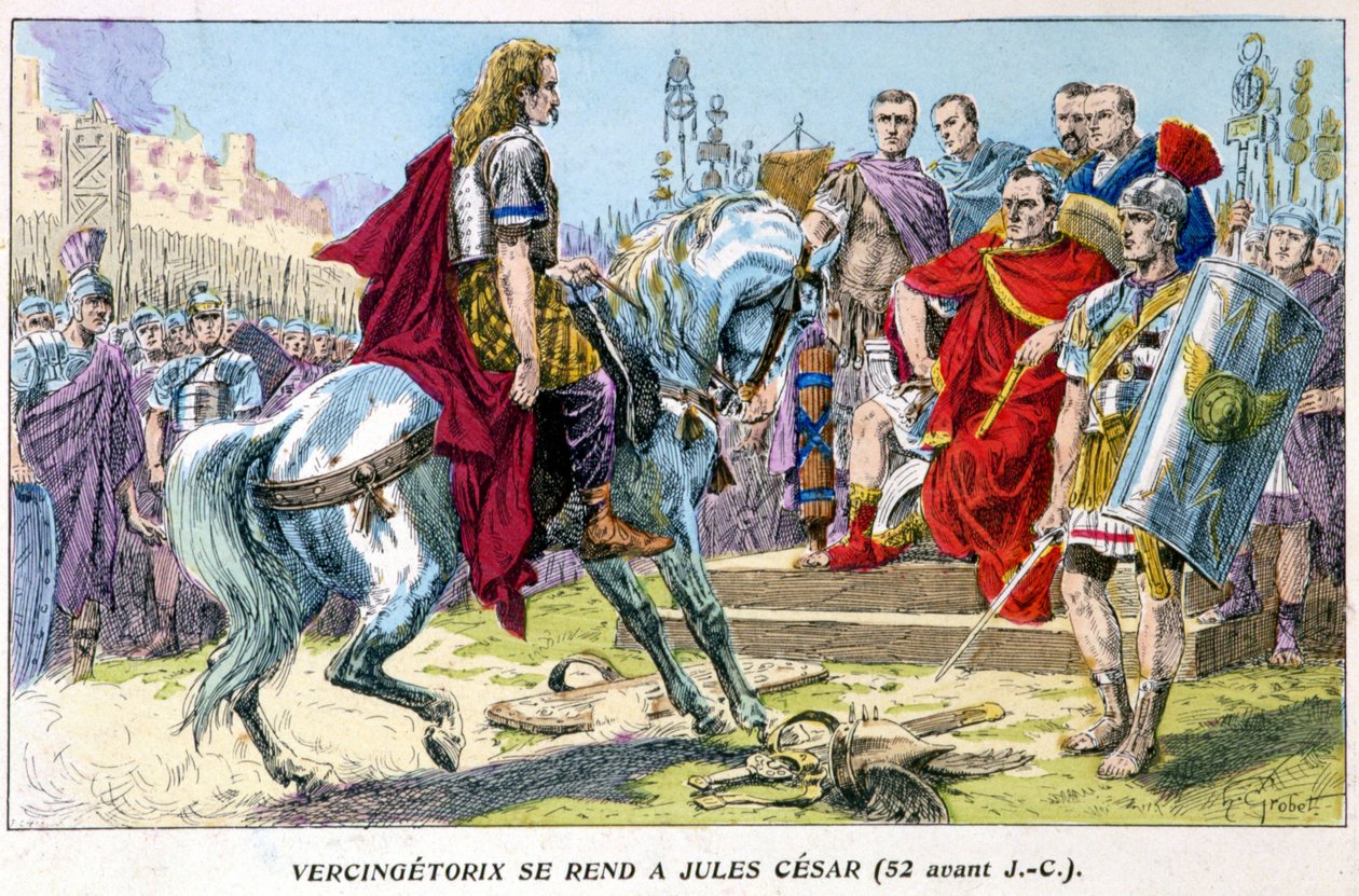 Vercingetorix går till Julius Caesar (52 f.Kr.) av French School