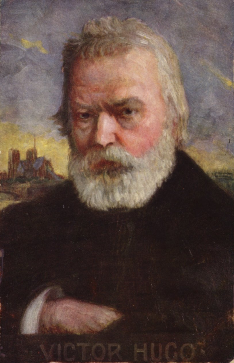 Victor Hugo (1802-1885), fransk poet, romanförfattare och dramatiker (färglitografi) av French School