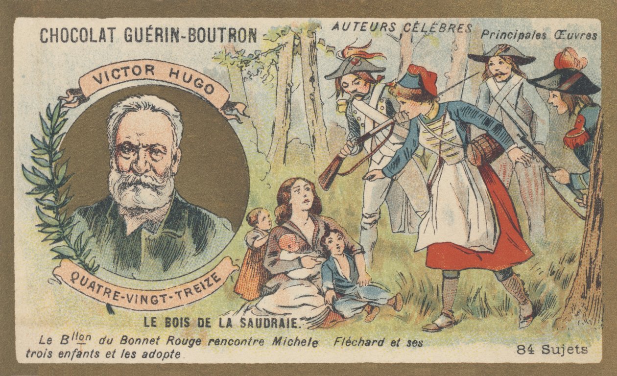 Victor Hugo (1802-1885), fransk poet, dramatiker, författare och romanförfattare, författare till "nittiotre", roman (1874) av French School
