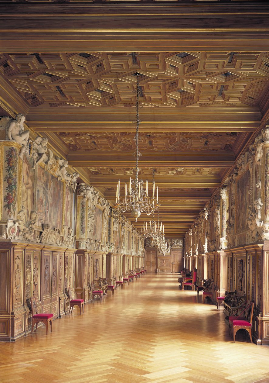 Se längs med Francis I:s galleri, 1530-40 av French School