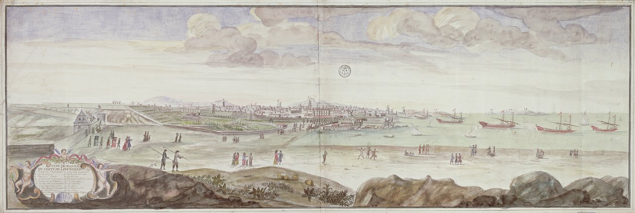 Utsikt från sidan av sjukstugan, Marseille, 1698 av French School