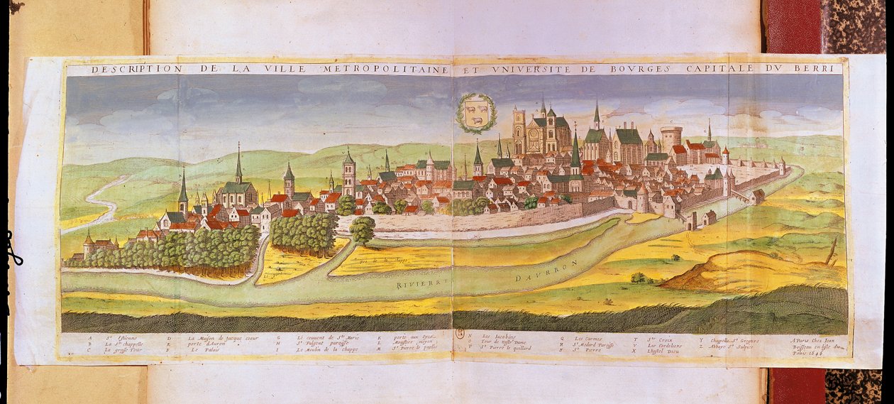 Utsikt över Bourges och universitetet, huvudstaden Berry, 1646 av French School