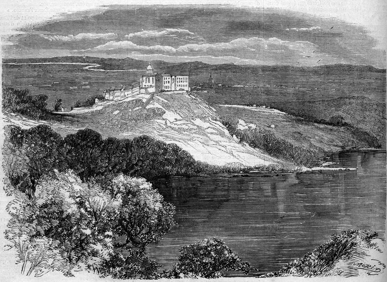 Utsikt över Castel Gandolfo, påvens sommarresidens. Italien av French School