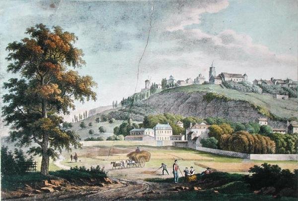 Utsikt över Montmartre från St. Denis (färg litho) av French School