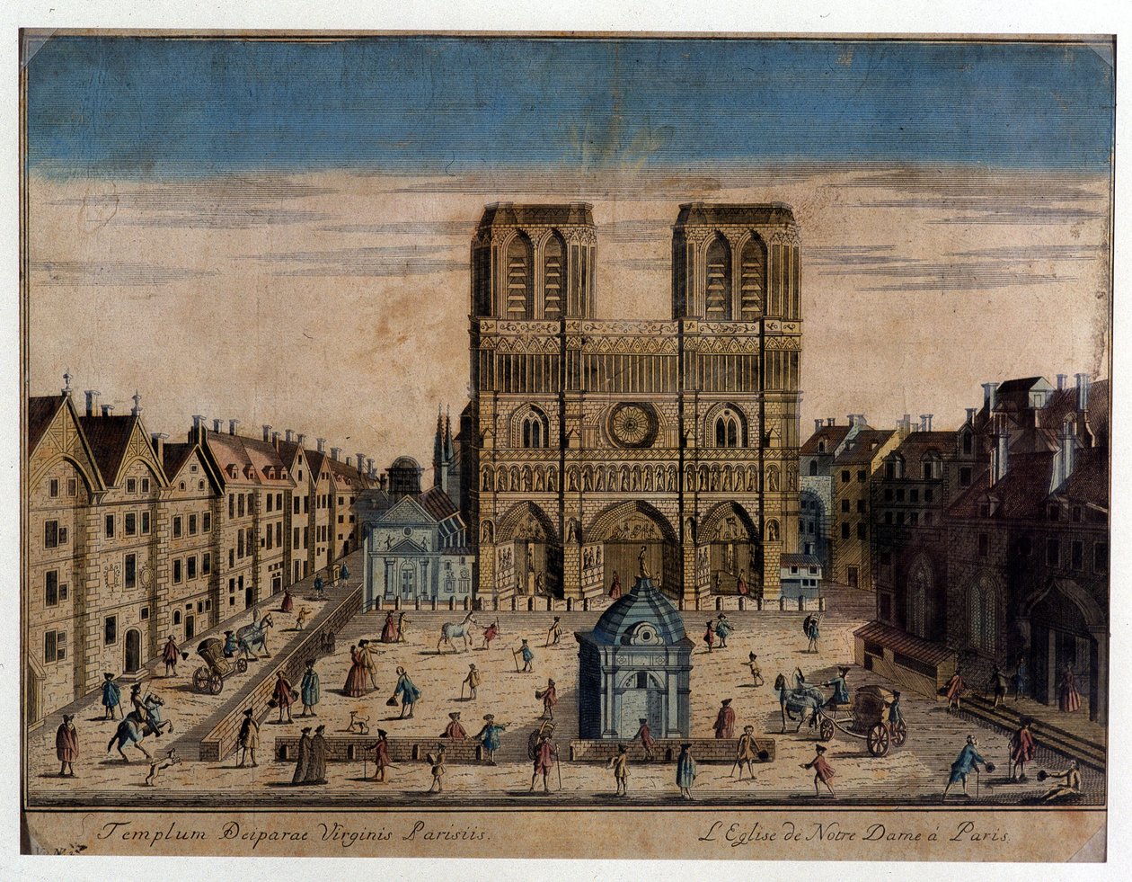 Utsikt över Notre Dame i Paris av French School