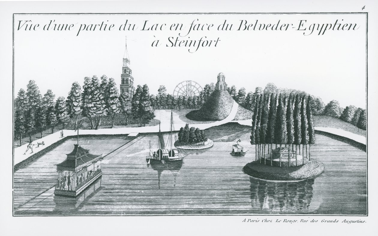 Utsikt över en del av sjön framför den egyptiska Belvedere vid Steinfort, från 
