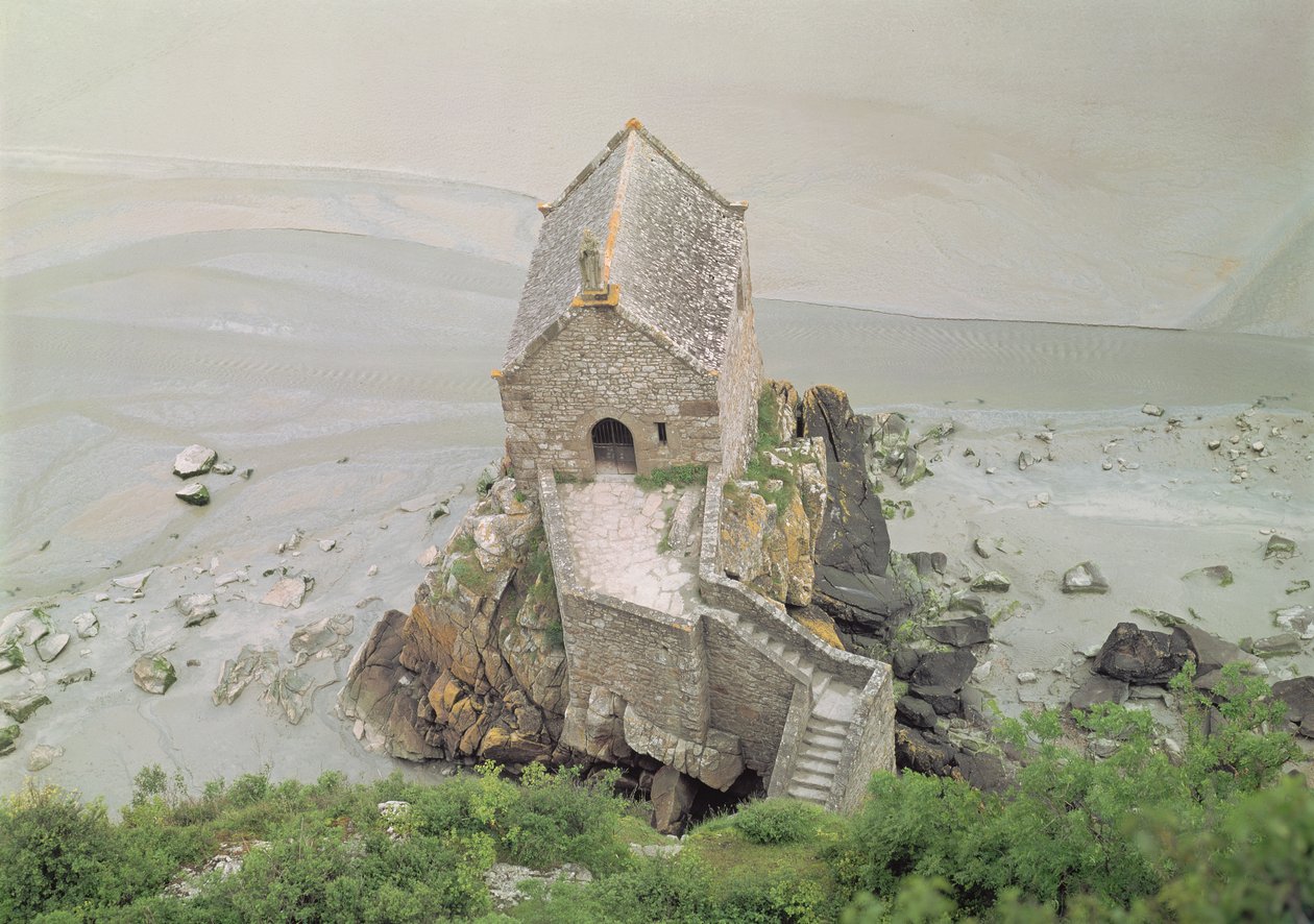 Utsikt över Chapelle Saint-Aubert, 1200-1300-talet av French School