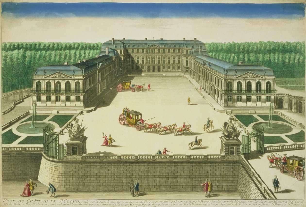 Utsikt över slottet St. Cloud, graverad av Antoine Aveline (1691-1743) av French School