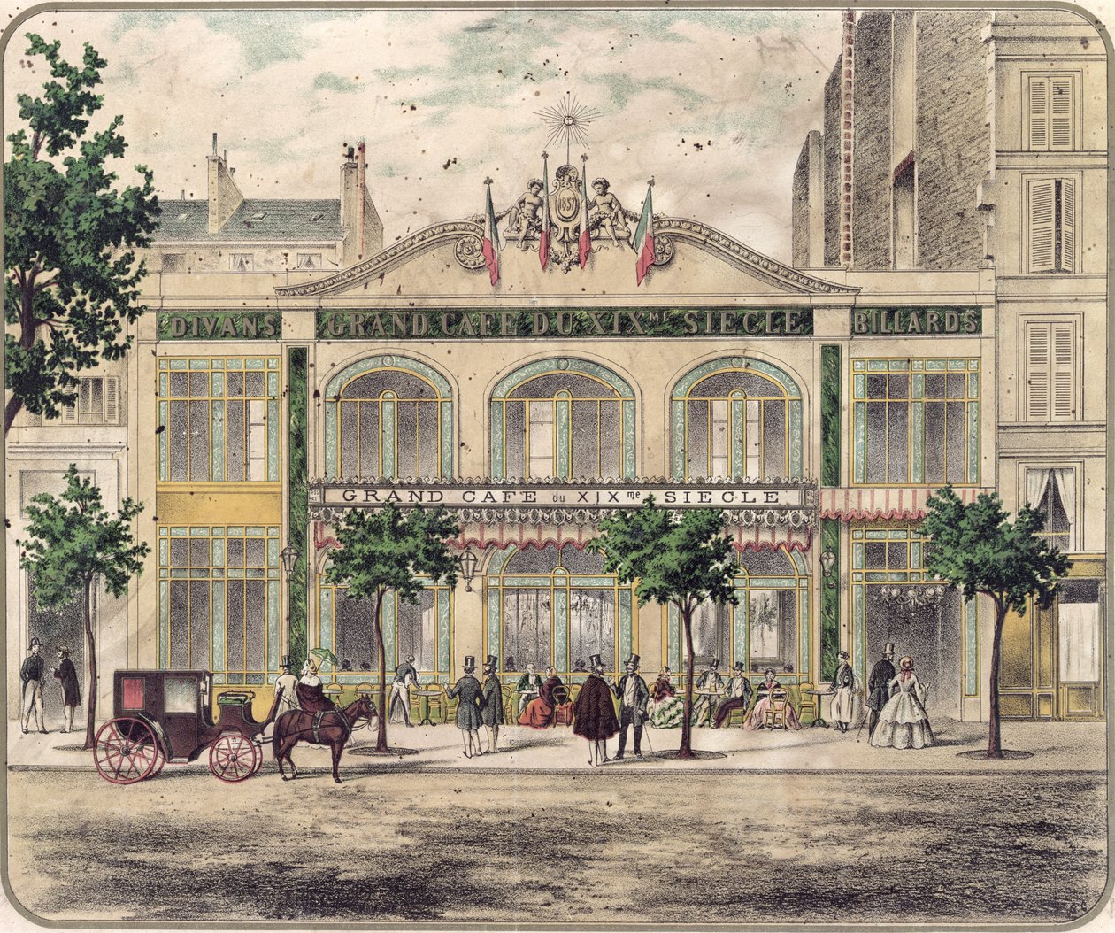 Utsikt över Grand Cafe du XIXeme Siecle, Paris, 1857 av French School