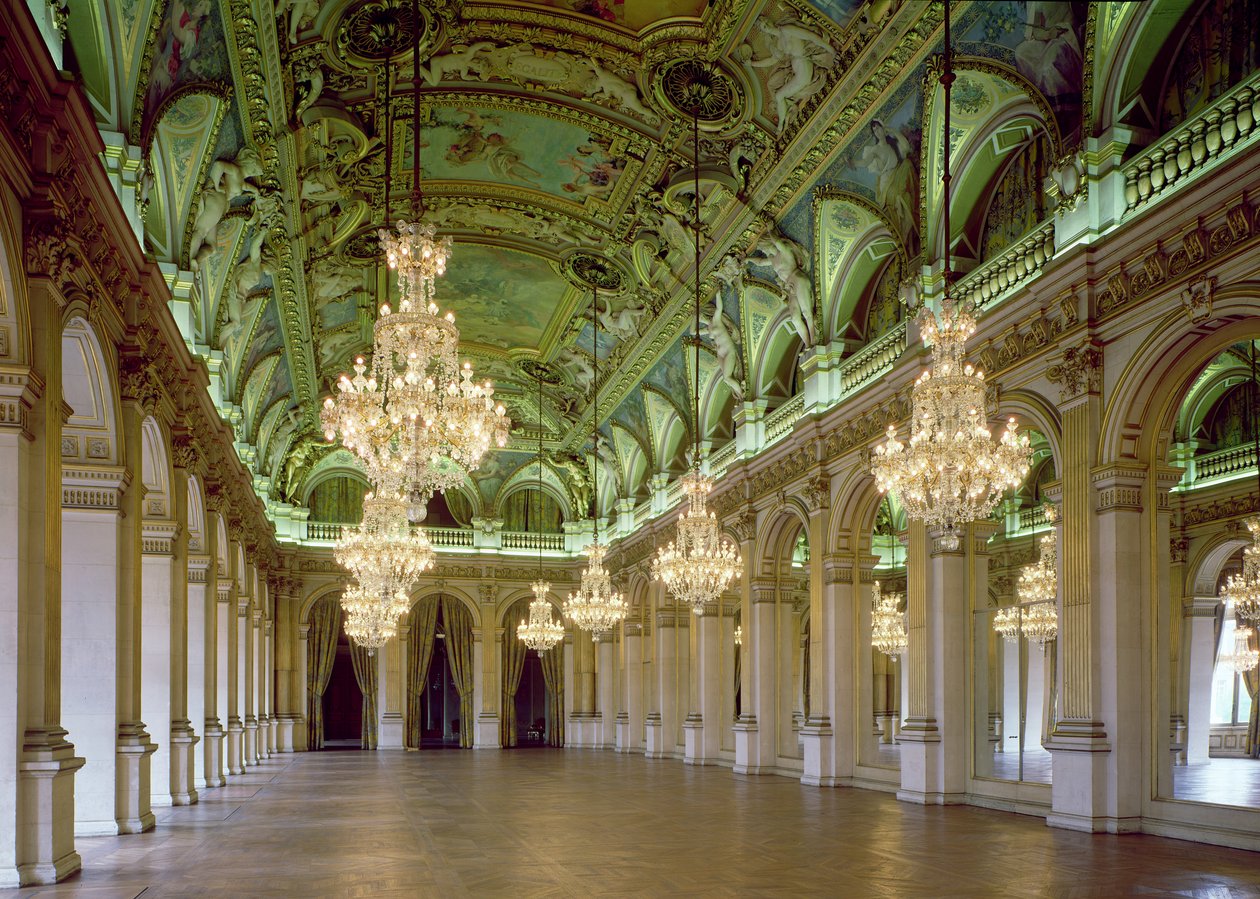 Utsikt över Grande Salle des Fetes, efter 1871 av French School