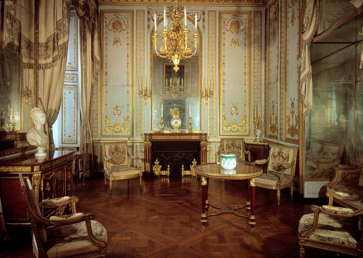 Utsikt över det inre kabinettet av drottning Marie Antoinette (1755-1793) (dore-kabinettet). Versailles, slottsmuseum av French School